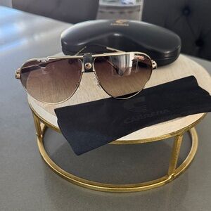 Carrera Unisex Gold Frame Aviator Sunglasses W/ Brown Lenses 1033/S J5GHA 63-11
